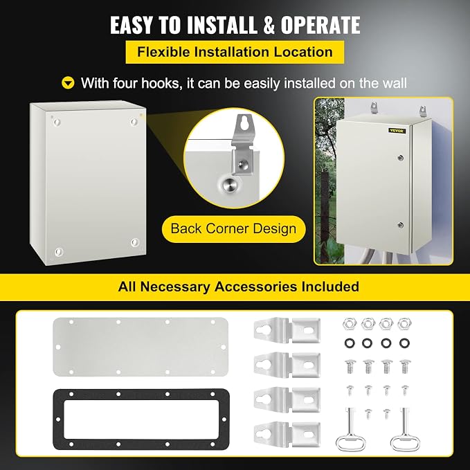 VEVOR NEMA Steel Enclosure, IP66 Waterproof & Dustproof, Outdoor/Indoor - Image 6