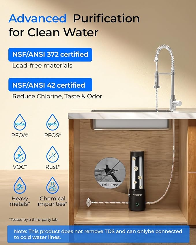 Waterdrop 10UA PRO Under Sink Water Filter, No Drill Required, Time Reminder - Image 2