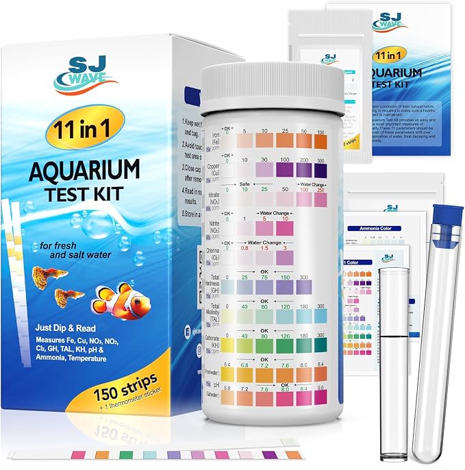 11 in 1 - Aquarium Test Strips | 950 Tests - 150 Strips | Fish Tank Aquariums by SJWAVE
