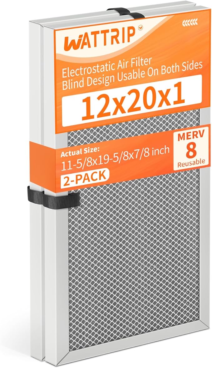 2-Pack 12x20x1 MERV 8 Reusable & Washable Electrostatic Air Filters by BreatheSmartLiveClean