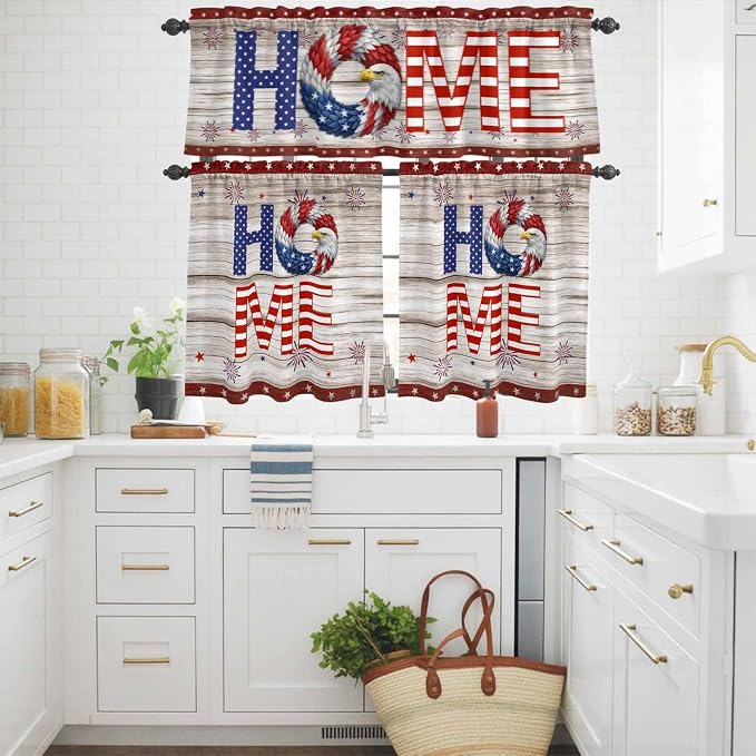 4th of July Kitchen Curtains Set 3 Piece - Image 3