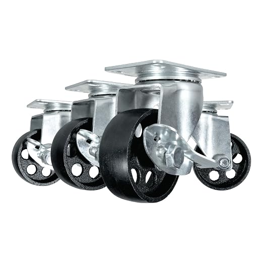 POWERTEC 3 Inch Cast Iron Swivel Caster Wheels Set of 4, Heavy Duty 992 lbs by POWERTEC