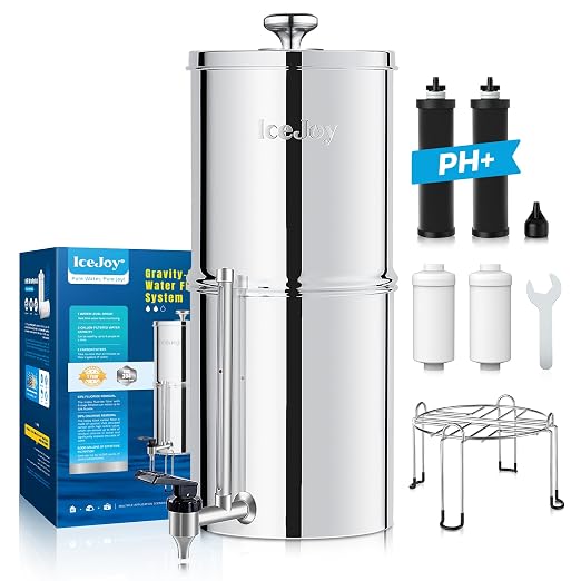 8-Stage Alkaline Gravity Water Filtration System 3.0 Gallon – 304 Stainless by IceJoy