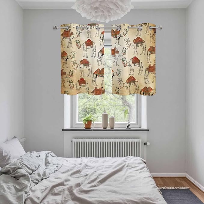 2 Panel Kitchen Cafe Curtains, Desert Sand Camel Sunlight Filtering Nature Air - Image 5