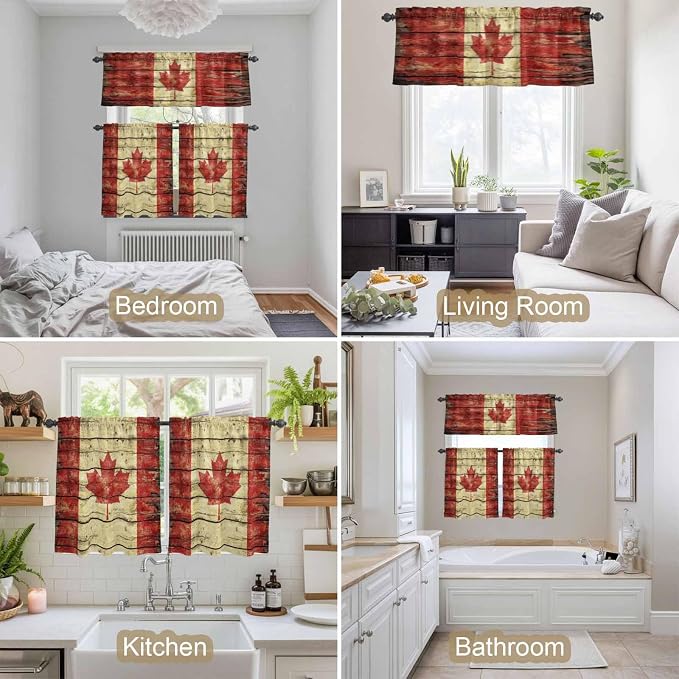 Kitchen Curtains Tiers and Valance Set of 3, Canada Light Filtering Window - Image 7