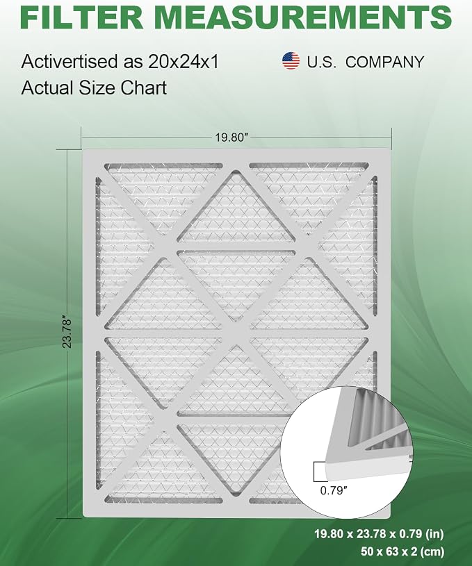 20x24x1 Air Filter 6 Pack, Durable MERV 8 Pleated Home HVAC AC Furnace Filters - Image 4