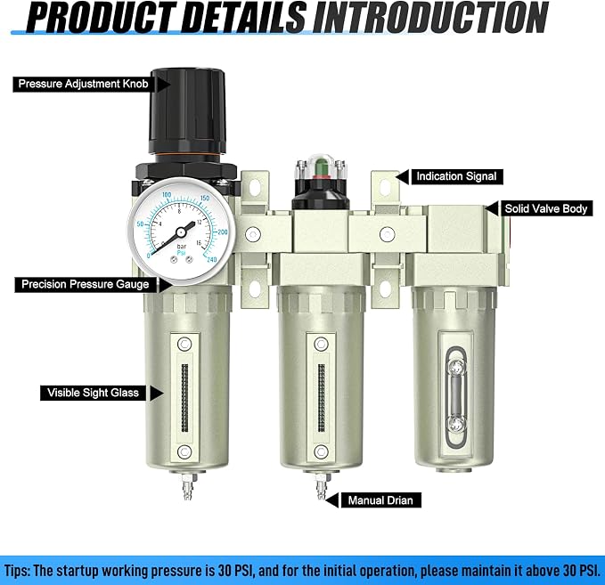 Heavy Duty Industrial Grade 1/2" NPT 3 Stage Air Drying System, Coalescing - Image 4