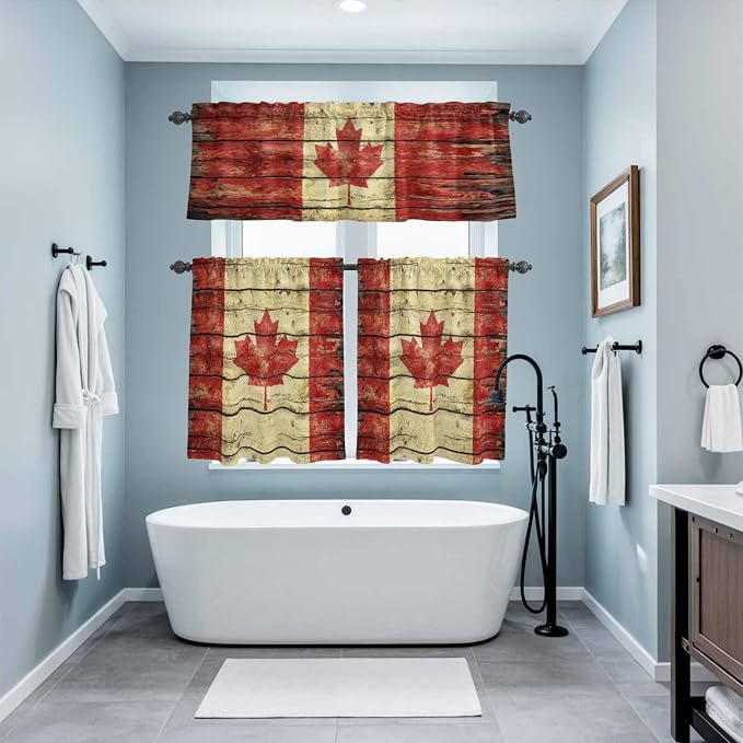 Kitchen Curtains Tiers and Valance Set of 3, Canada Light Filtering Window - Image 9