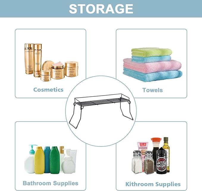 Metal The Sink Vanity Organizer, Bathroom or Kitchen Sink Organizer, Feminine Products Organizer (Black)