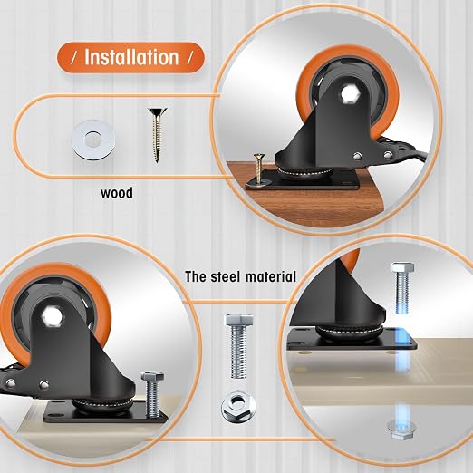 Casters, Top Plate Swivel Wheels, Locking Casters - Image 4