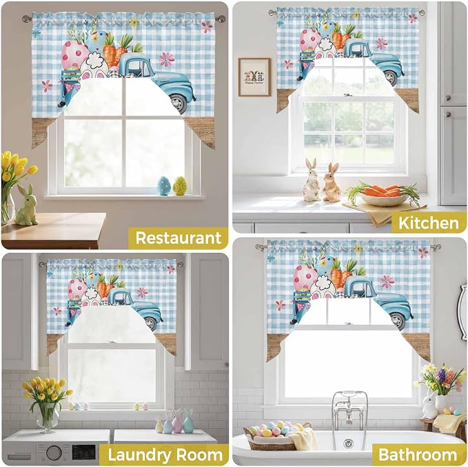 Swag Valance Curtains, Easter Truck - Image 6