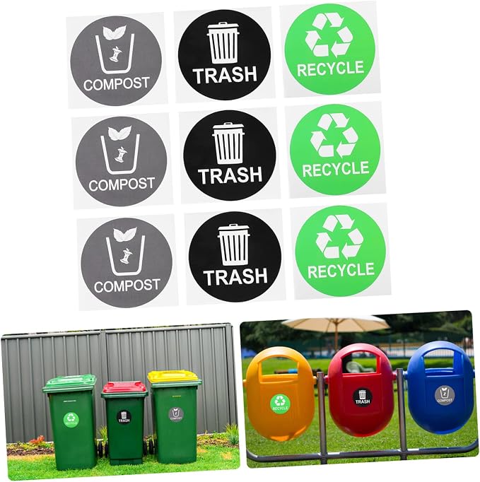 9pcs Trash Can Classification Stickers Recycling Labels - Image 5