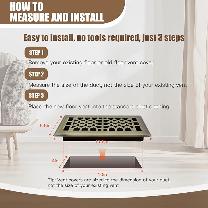 Bronze Color Floor Register Heavy Duty Walkable Steel Ease Adjust Air Vents - Image 6