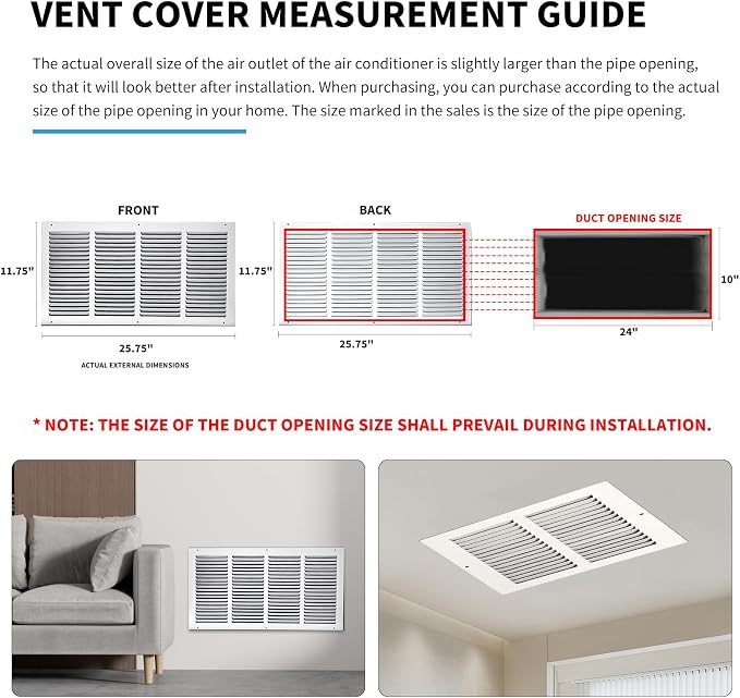 24x10 Return Air Grille, Air Return Vent Cover, Flat Vent Cover, Rejillas De - Image 4