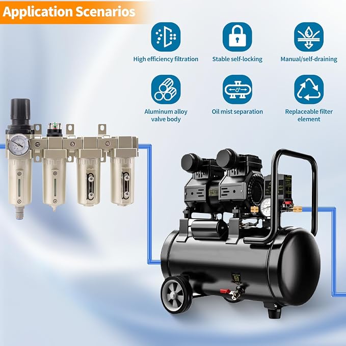 3/4" NPT Industrial Grade 4 Stage Air Compressor Drying System, 0-240 PSI - Image 3