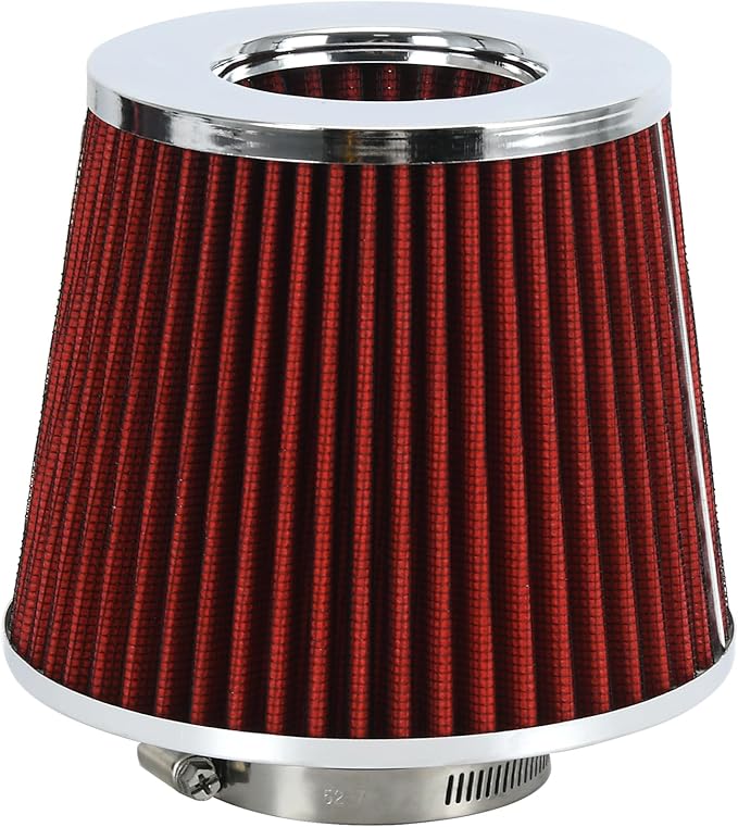 PTNHZ Universal Red 2.5" 63mm High Flow Cold Air Intake Cone Air Filter Power by PTNHZ+RACING