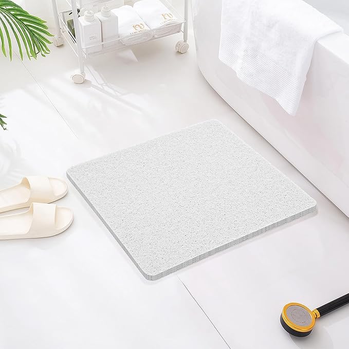 Joyhalo Shower Mats for Showers Anti Slip for Elderly, 17'' x 24'' Non Slip Bath Mat for Inside Shower, Bath Tub Mats for Bathroom Non Slip for Shower, PVC Loofah Bathroom Mats, White