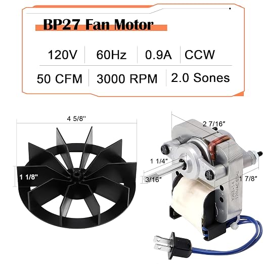 BP27 Fan Motor Replacement for Nutone Broan Model 678, S97012038 for Broan - Image 3