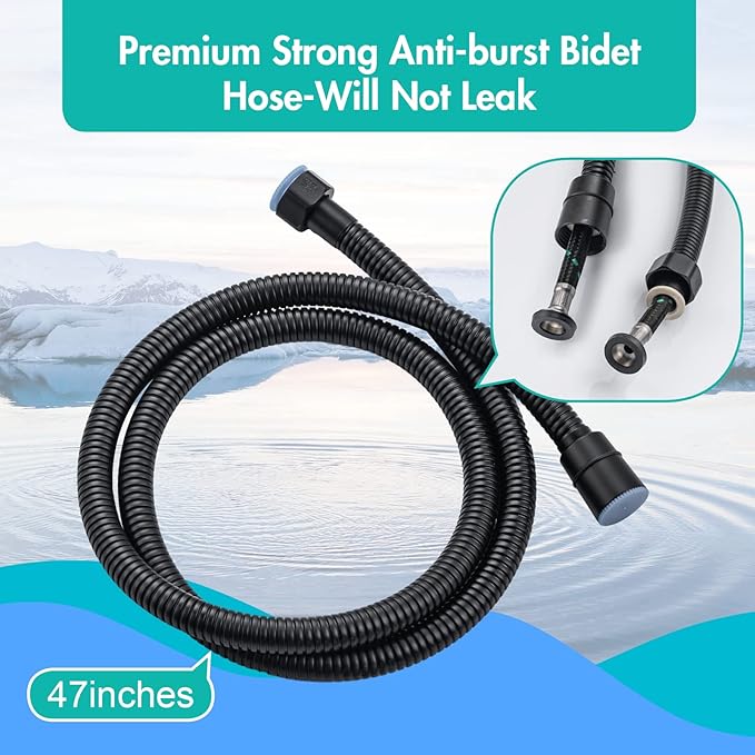 BARROCK Handheld Bidet Sprayer for Toilet, 2 Pack Stainless Steel Metal Made Baby Cloth Diaper Spraying Kit, Bathroom Toilet Bidet Attachment Set for Bathing Pets and Feminine Hygiene, Matte Black