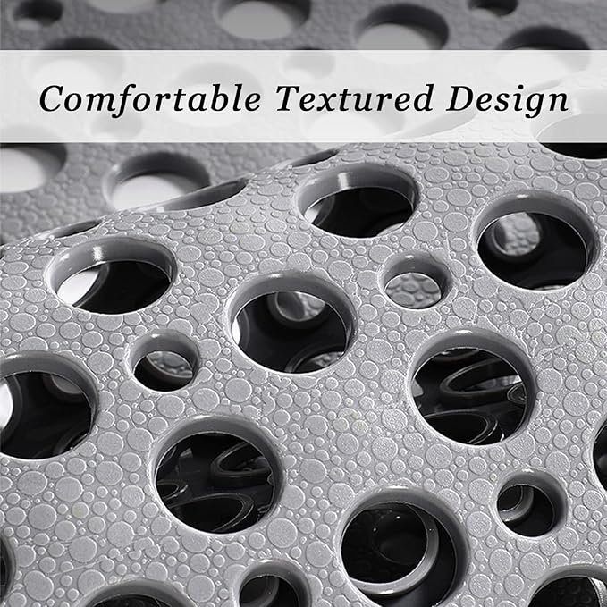 Extra Large Non Slip Shower Mat for Inside Shower, 47x32 Inch Oversized Shower Stall Mat,Bath Mat for Shower with Big Suction Cups,Drain Holes,Two-Sided Anti-Slip