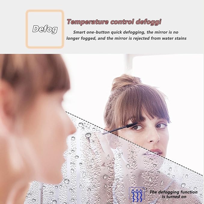 LED Bathroom Mirror with LED Lights, Wall Mounted Bathroom Mirror with Demister - Image 2