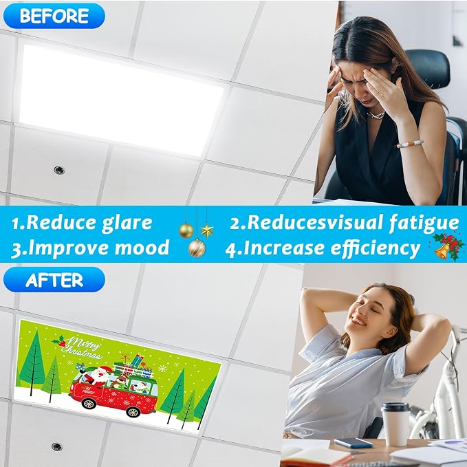 Wiooffen 8Pcs Christmas Fluorescent Light Covers - Image 4
