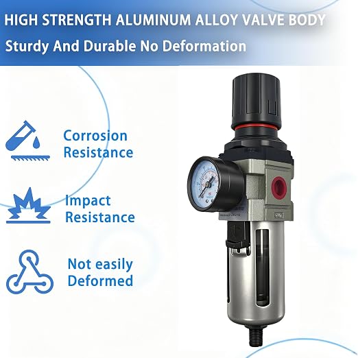 HengMinLingTong AW3000-03D 3/8" NPT Compressed Air Filter Regulator Combo - Image 7