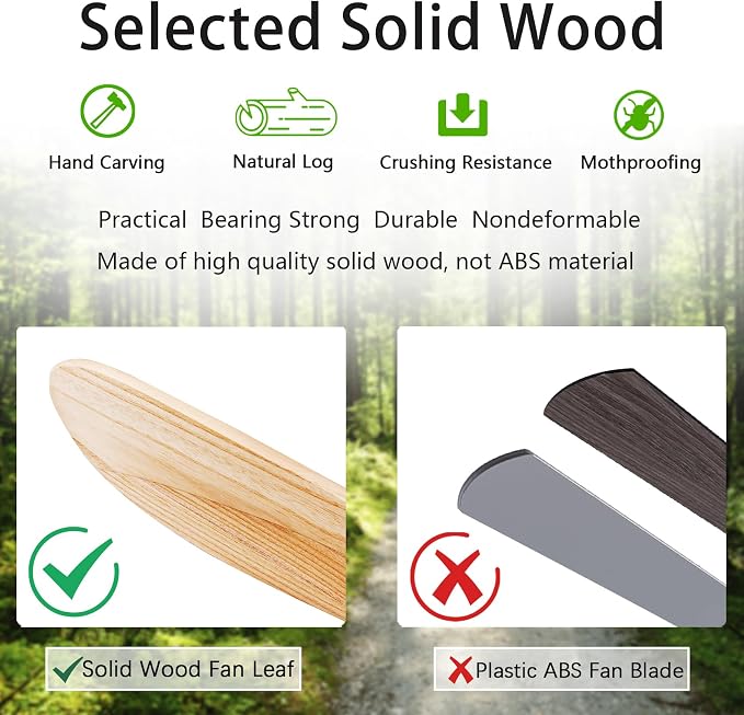 QUTWOB 60" Wood Ceiling Fan No Lights - Image 6