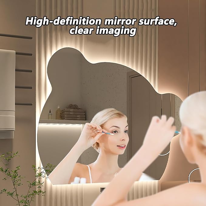 Cute Bear Wall Mirror, Wall Mounted Multifunction Bathroom Vanity Mirror - Image 5