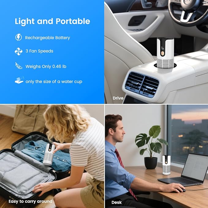 Mini Car Air Purifier-True HEPA Portable Small Air Purifier - Image 2