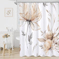 Long Boho Watercolor Floral Shower Curtain 72 x 78, Light Brown and Grey Ink Painting Style Flower Shower Curtains for Chic Elegant Bathroom, Artistic Tan 78 Inch Long Fabric Shower Curtain