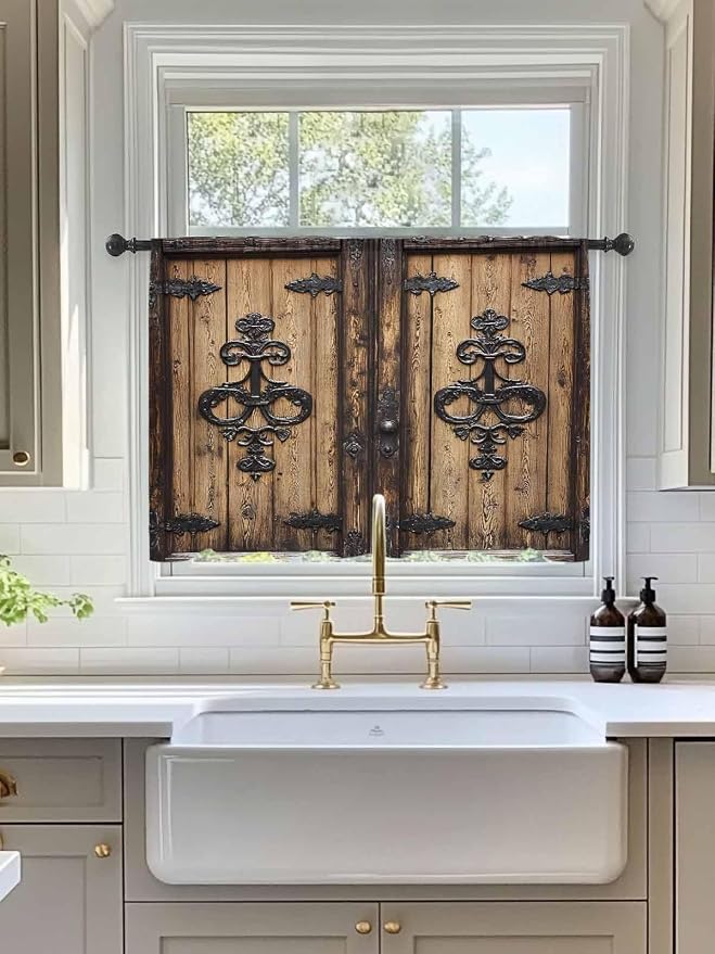 Sheer Curtains 54 Inch Length, Barn Door Semi Sheer Curtains Light Filtering - Image 3