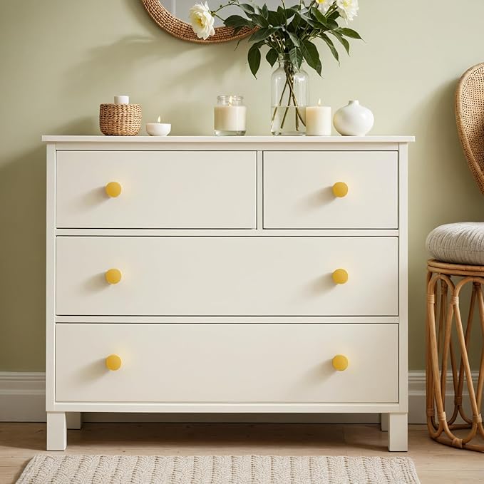 Ravinte 25 Pack Cabinet Knobs Earthy Yellow Kitchen Cabinet Knobs Round Dresser Drawer Pulls Closet Door Pulls 1-1/5 Inch