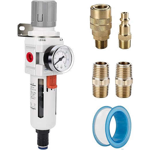 NANPU 1/2" NPT Compressed Air Filter Regulator Combo Piggyback, Auto Drain by NANPU