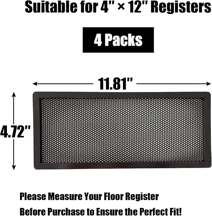 Floor Register Vent Cover- 4"x12" Magnetic Air Vent Screen Mesh Cover - Image 7