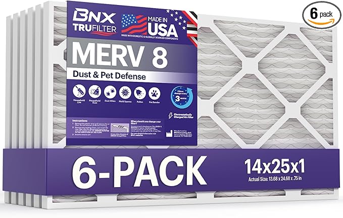 BNX TruFilter 14x25x1 Air Filter MERV 8 by BNX