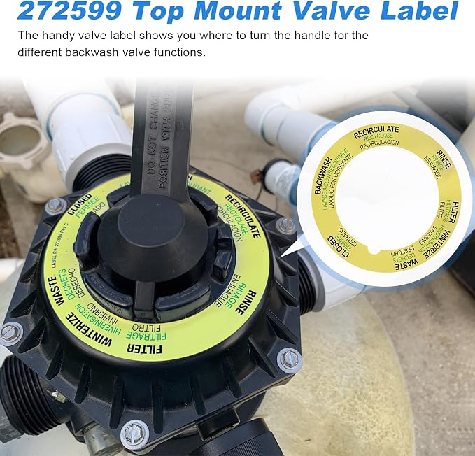 Sand Filter Valve Label Replacement Pentair Top Mount Valve Sticker 272599 | - Image 2