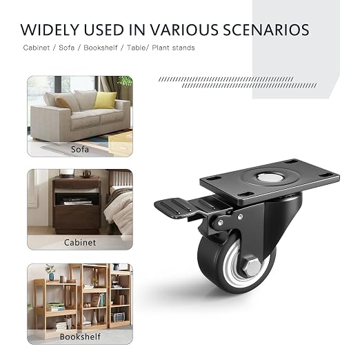 1.5 Inch Caster Wheels for Furniture, Small Casters Set of 4 - Image 7