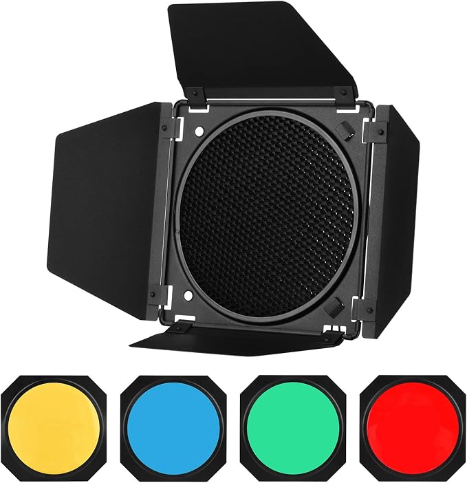 GODOX Barn Door with Honeycomb Grid 4 Color Gel Filters by GODOX