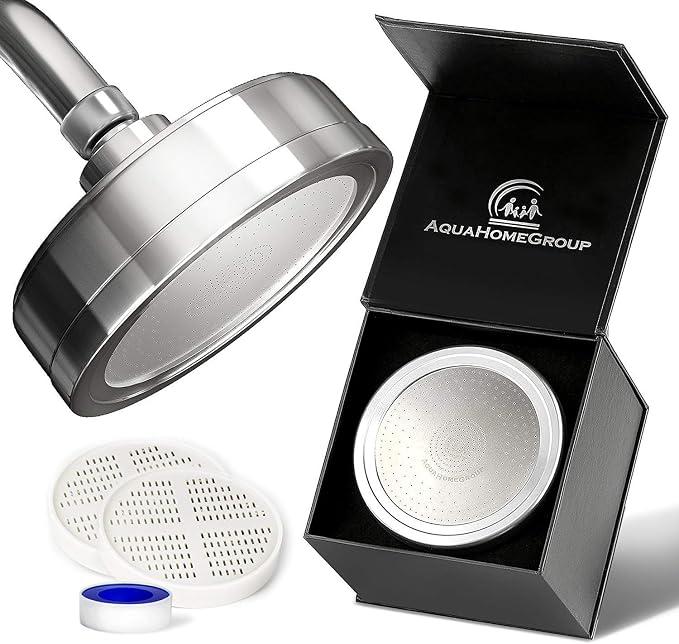 AquaHomeGroup Luxury Filtered Shower Head 2 Cartridges Vitamin C+E+A + 5 Shower by Aquahomegroup