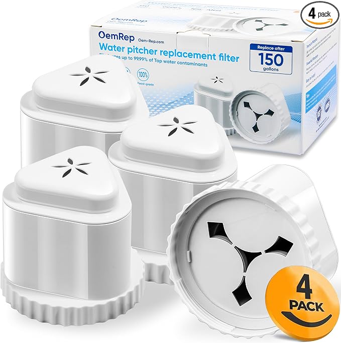 4Pack Replacement Filter for EPIC Water Filter Pitcher, Water Filter Pitcher by OemRep