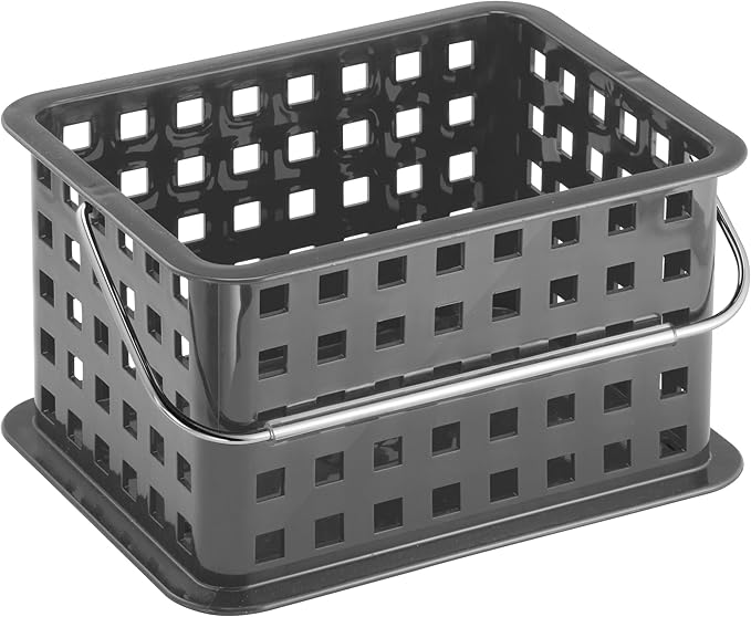 iDesign Plastic Shower Caddy Basket with Handle for Bathroom or College Dorm - Gray - Made in USA