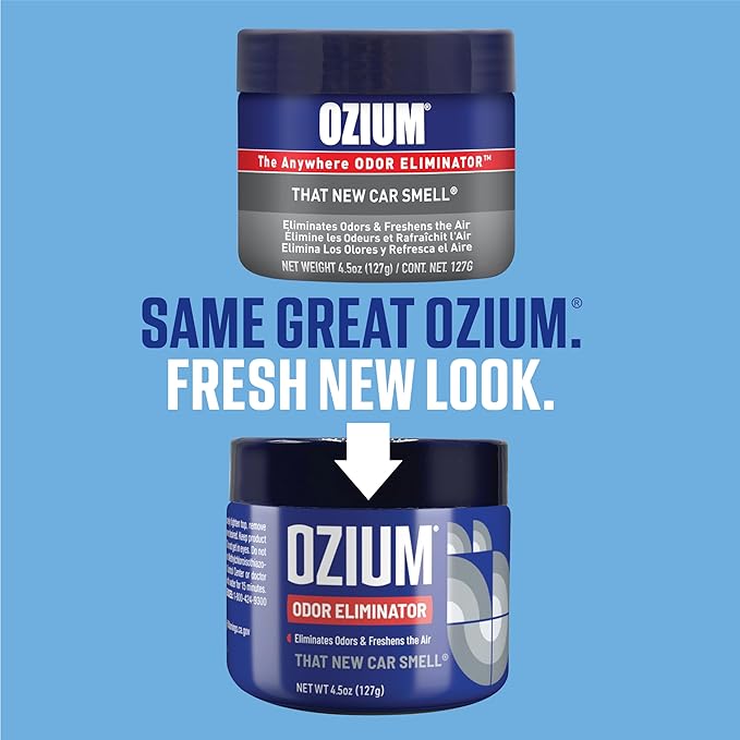 Ozium 4.5 Ounce Odor Eliminating Gel for Homes, Cars, Offices and More, New Car Smell (Pack of 24)