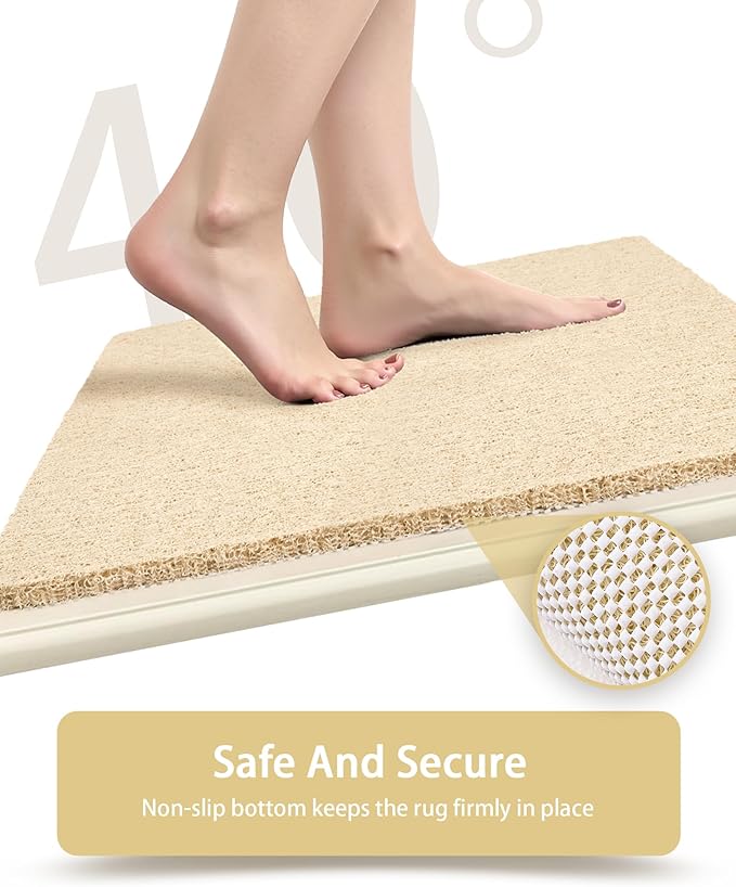 Non Slip Shower Mats for Inside Shower, 17x30 Inch, Anti-Slip Bathtub Mats for Bathroom, Foot Scrubber Loofah Bath Mats for Shower, Quick Drying Shower Stall Mats for Wet Areas (Beige)