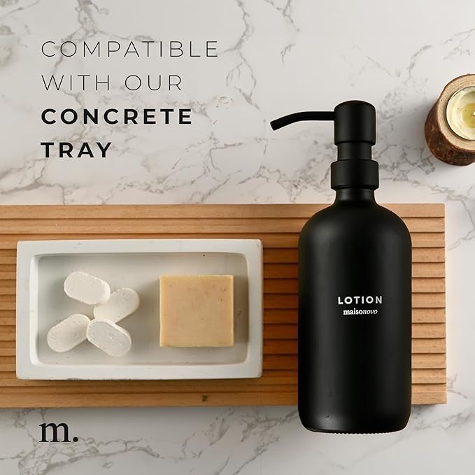 MaisoNovo Soap Dispenser 1-Piece Set | 16.9oz Black Bottles with Black Stainless Steel Pump