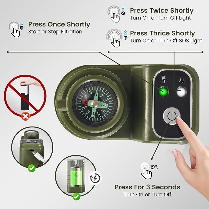 Electric Portable Water Filter Survival, Fast Flow, Lightweight, 4-Layer - Image 7