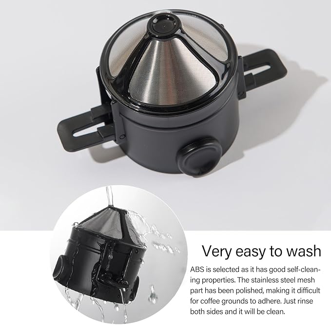 Foldable Travels Coffee Dripper Double Filter Systems Rustproof Stainless Steel - Image 6