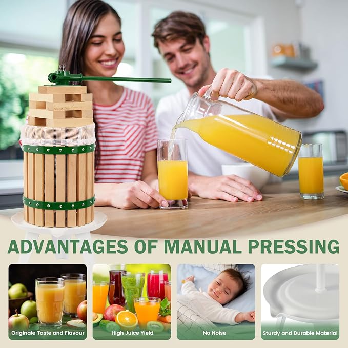 CAELUM Fruit Wine Press, 4.75 Gallon Wood Fruit and Cider Press Squeezer - Image 6