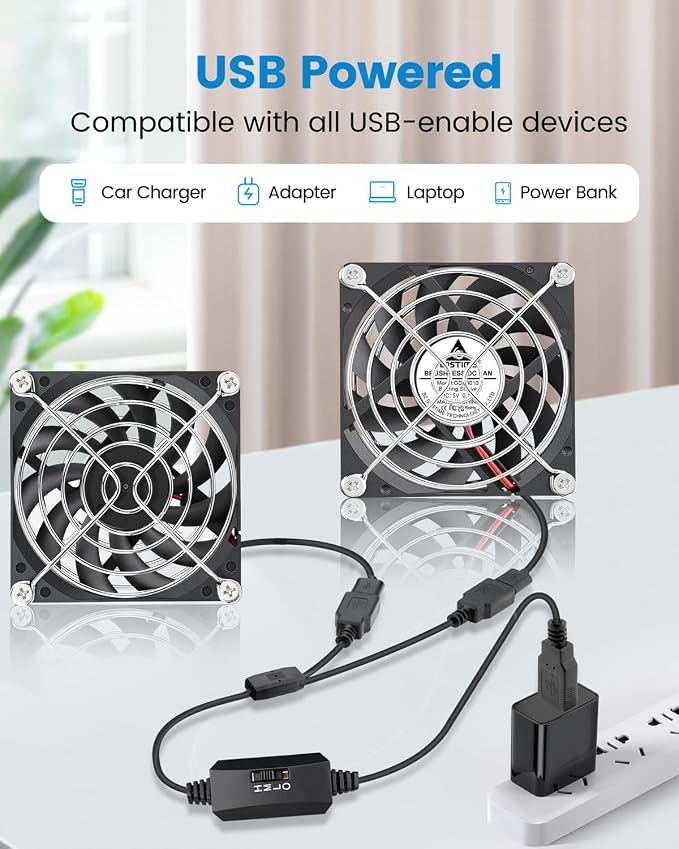 GDSTIME Dual 80mm x 10mm USB Fan - Image 4