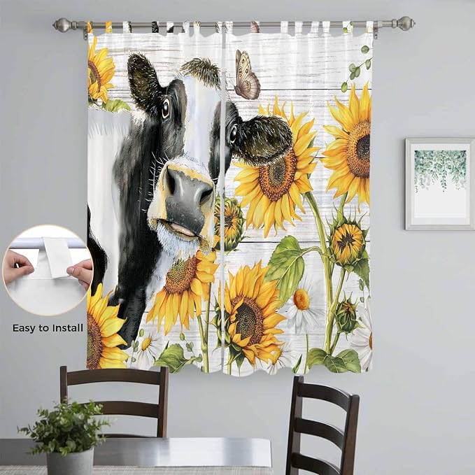 Retro Farmhouse Floral Living Room Curtains 84 Inch Length, Window Curtains Tab - Image 4